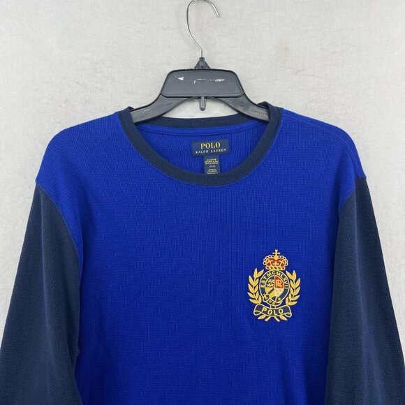 Polo Ralph Lauren Sleepshirt Men's L Blue Navy Colorblock Thermal Waffle Knit - Picture 7 of 13